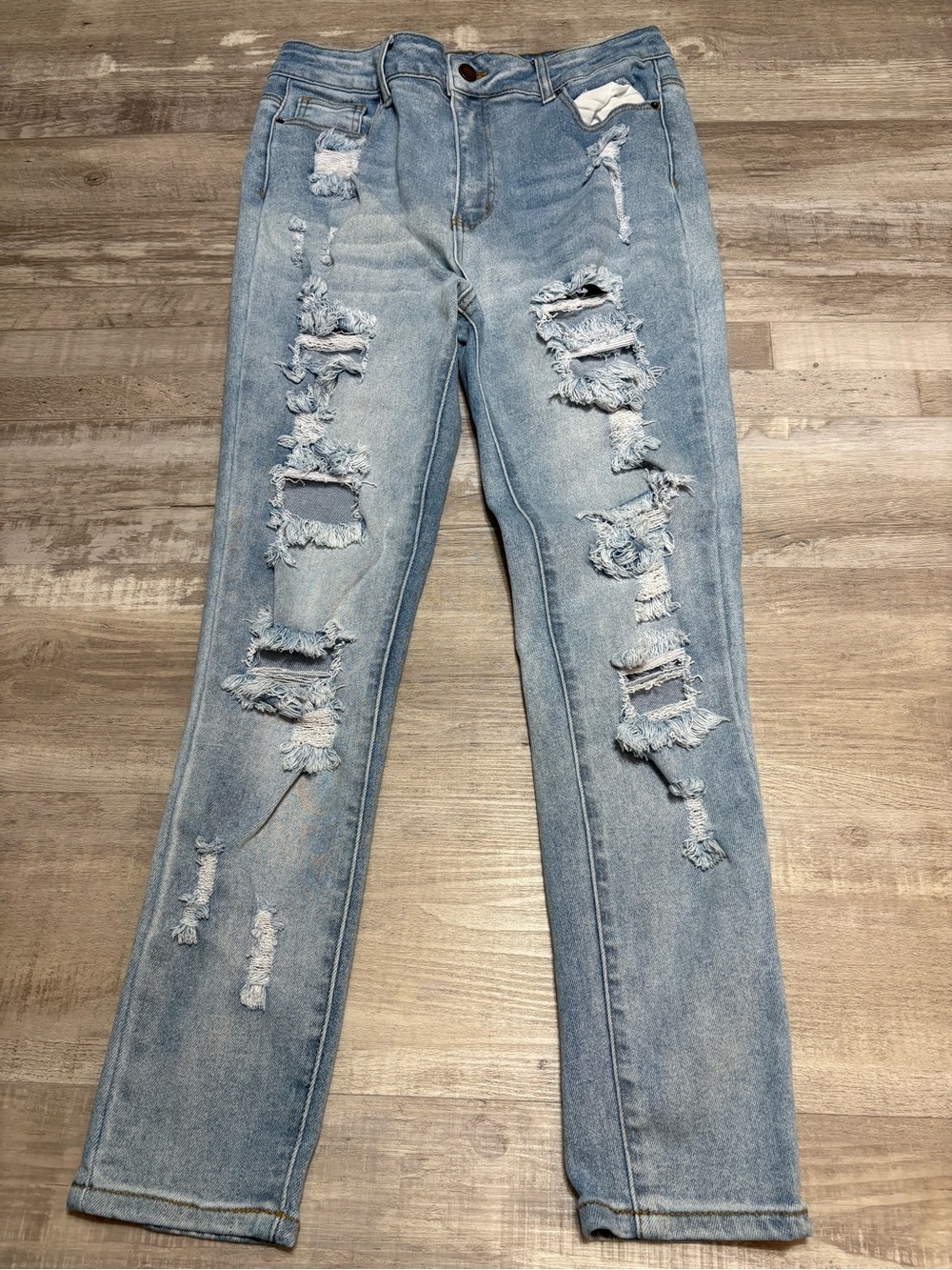 BAMBOO Light Blue Distressed Skinny Jeans